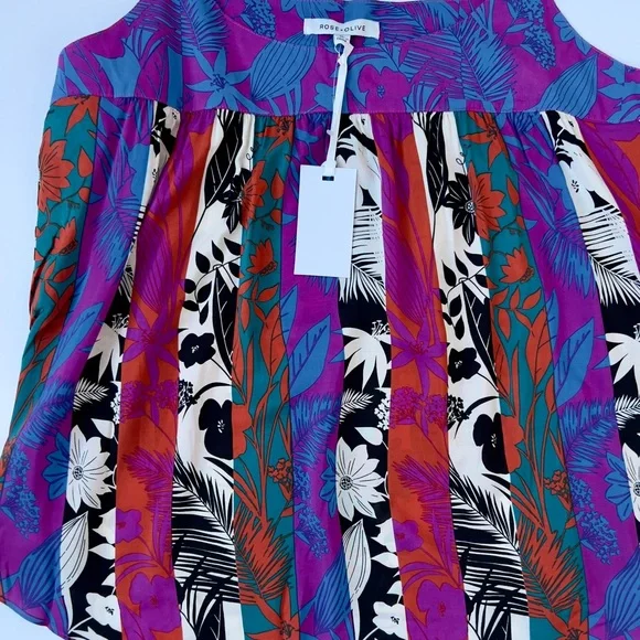 Rose & Olive Vibrant Floral Camisole - Purple, Orange, Black - Picture 3 of 5